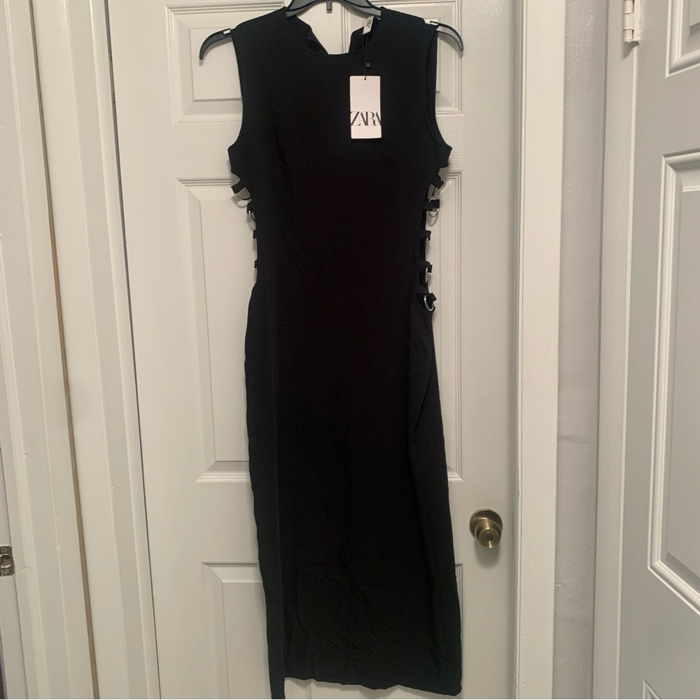Black cut out side dress